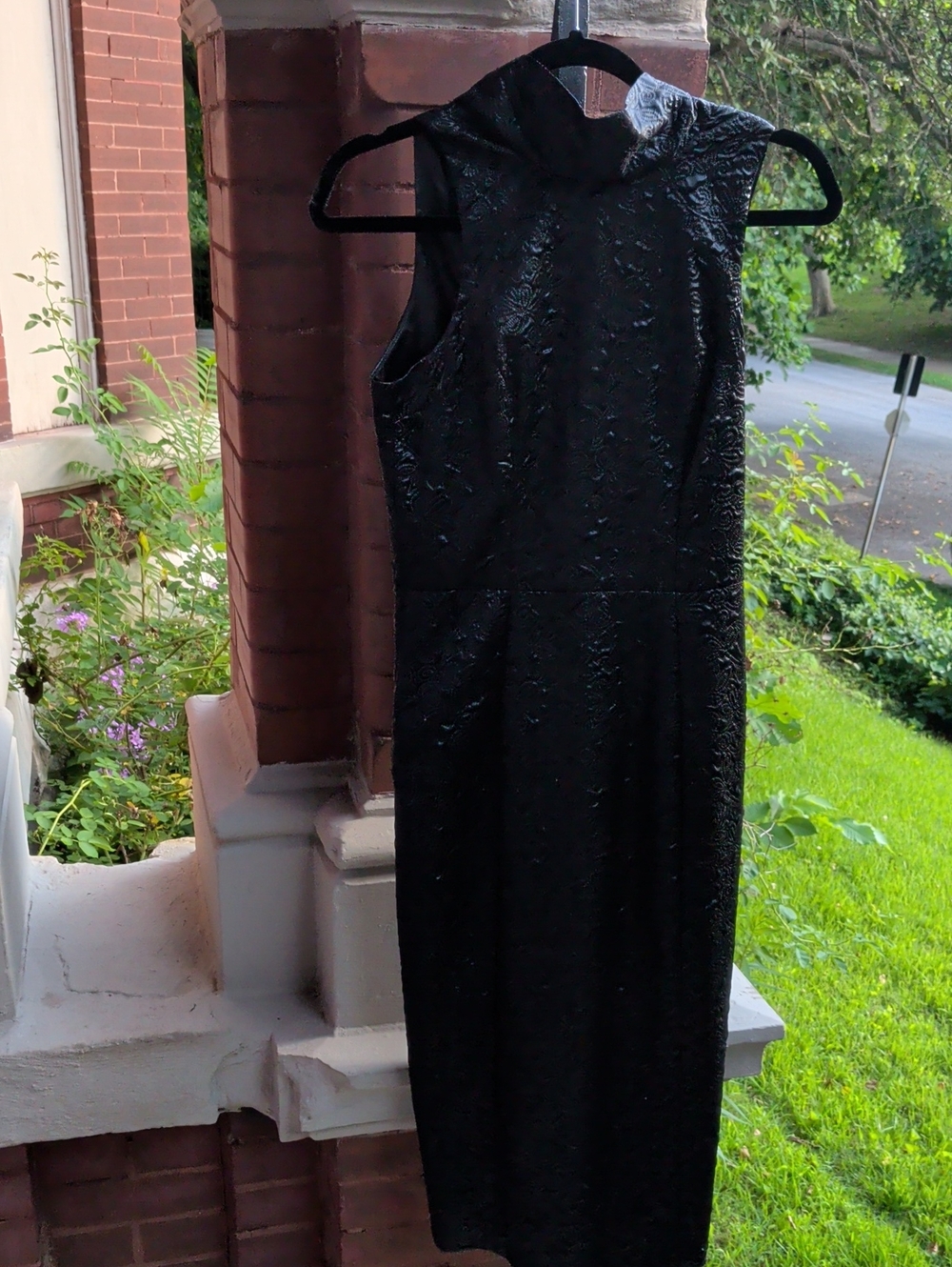 Nwt Kimberly Goldson Black Textured Sleeveless Dress with Neck Tie